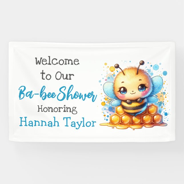Honey bee themed Boy's Baby Shower Welcome Banner (Horizontal)