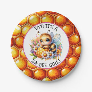 Honey bee themed Girl's Baby Shower  Paper Plate