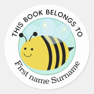 Honey Bee This Book Belongs To Personalized Classic Round Sticker