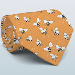 Honey Bee Tie<br><div class="desc">A honey bee pattern on a burnt orange background for those who love nature and pollinators. Original art by Nic Squirrell. Change the background colour in the design tool to customize.</div>