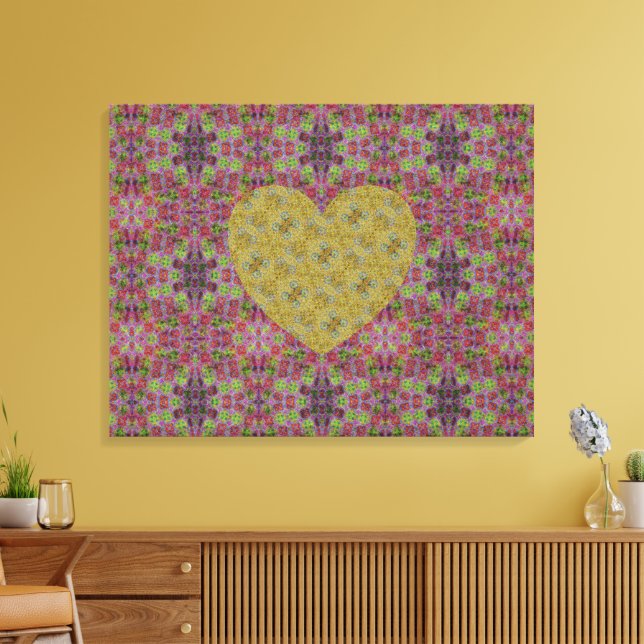 Honey Bee Trailing Rose Heart Encore Canvas Print (Insitu(LivingRoom))