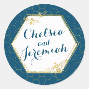 Honey Bee Turquoise Gold Nom personnalisé Sticker 