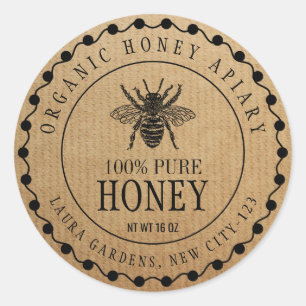 Honey Bee Vintage Jar Craft Paper Product Label