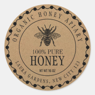 Honey Bee Vintage Jar Craft Paper Product Label