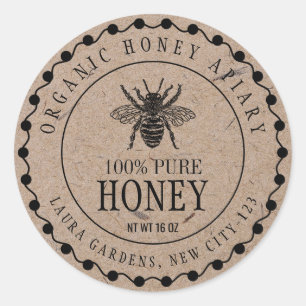 Honey Bee Vintage Jar Craft Paper Product Label