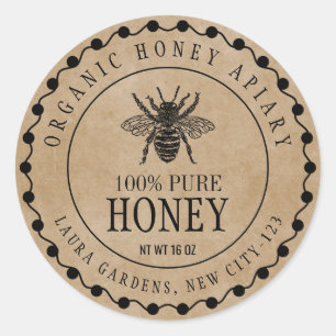 Honey Bee Vintage Jar Craft Paper Product Label