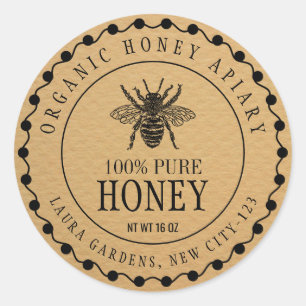 Honey Bee Vintage Jar Craft Paper Product Label