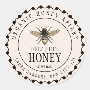 Honey Bee Vintage Jar Minimal Paper Product Label