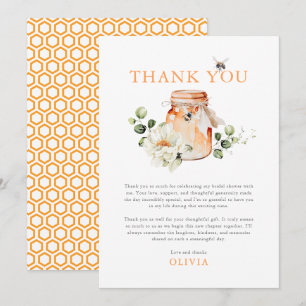 Honey Bee Watercolor Bridal Shower Thank You Card