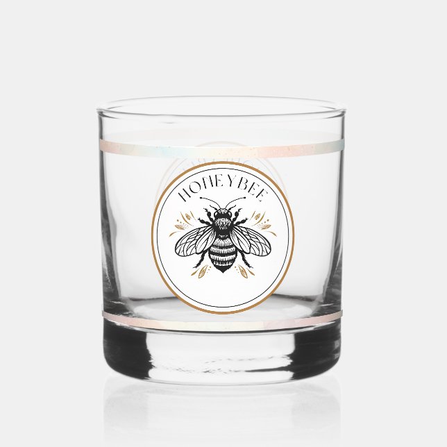 Honey Bee Whiskey Glass (Front)