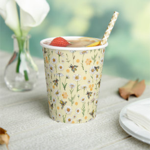 Honey Bee Wildflowers Baby Shower Paper Cups Bum