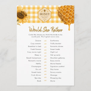 Honey Bee Would She Rather Bridal Shower Game card