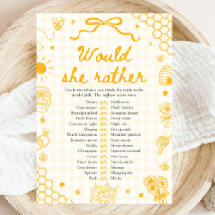 Honey Bee Would She Rather Bridal Shower Game Invitation