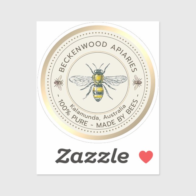 Honey Bee Yellow Beekeeper Apiary Gold Border (Sheet)