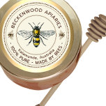 Honey Bee Yellow Beekeeper Apiary Gold Border Classic Round Sticker<br><div class="desc">Label your own honey, candles, beeswax and more with this vintage black and yellow honey bee honey sticker. Personalize with your apiary business name at the top and add in your location or address below. You can edit the descriptive text to match your product or keep it general to match...</div>