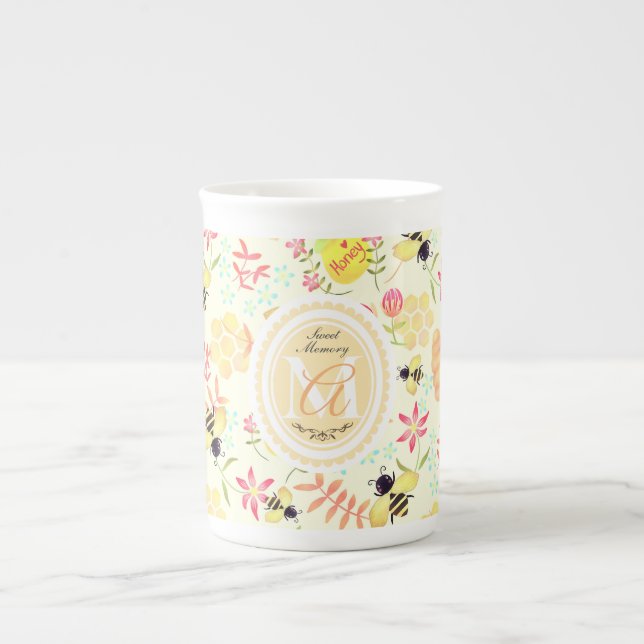Honey Bee Yellow Bone China Mug (Front)