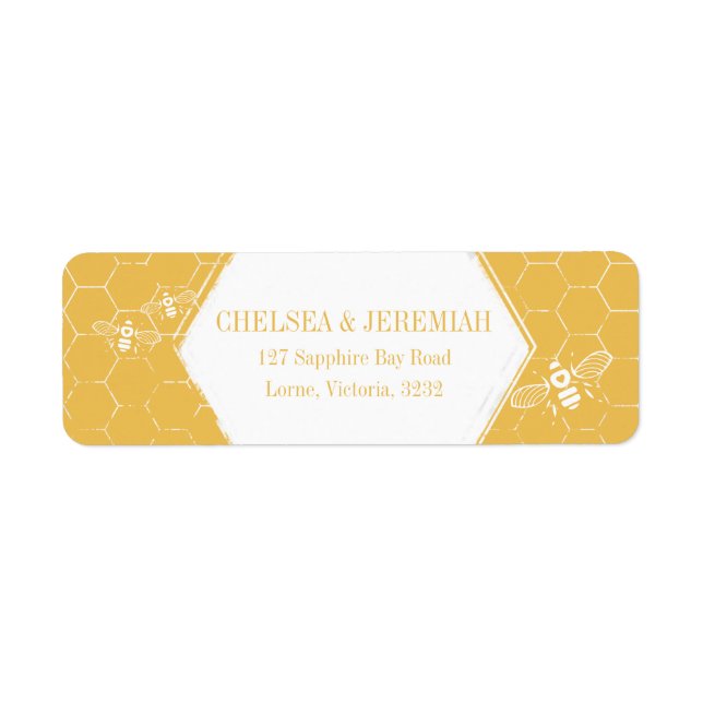 Honey Bee Yellow Custom Return Address Label (Front)