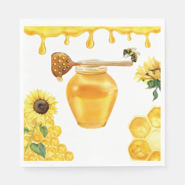 Honey Bee Yellow Honey Baby Shower Decor Napkin (Front)