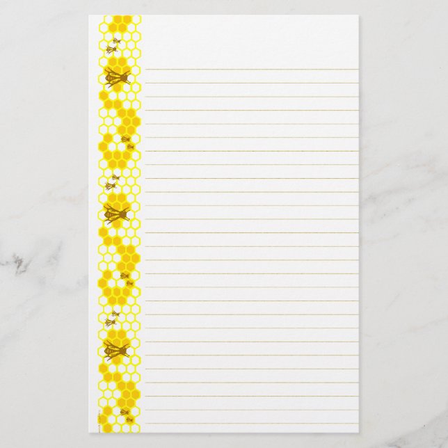 Honey Bee Yellow Honeycomb Papeterie Linke (Devant)