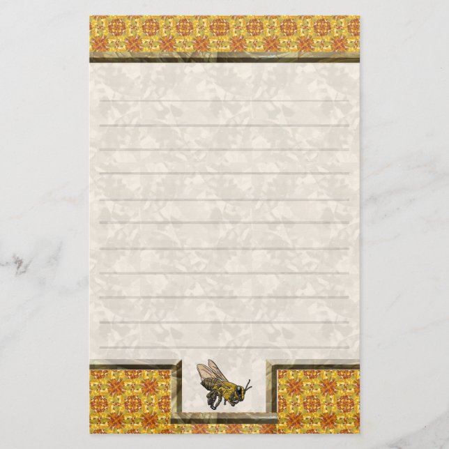 Honey Bee Yellow Lined Stationery (Front)