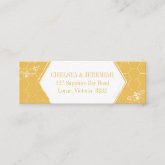 Honey Bee Yellow White Pattern Custom Address Card