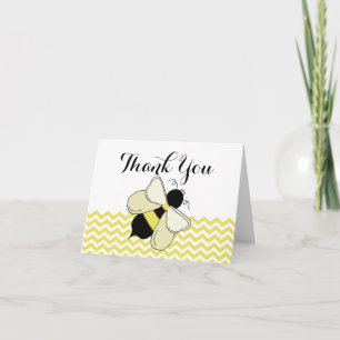 Honey Bee Yellow Zigzag Thank You Card