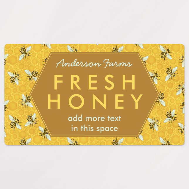 Honey Bees and Honeycomb Apiary Farm Business Jar (Design 1)