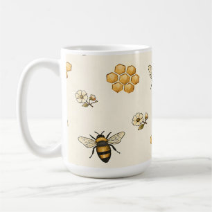 Honey Bees and Honeycomb Seamless Pattern Coffee Mug