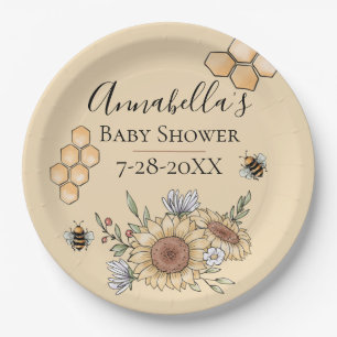 Honey Bees and Sunflowers Paper Plate