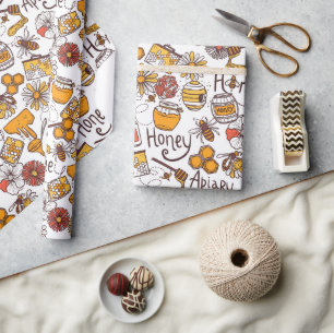 Honey Bees Apiary Floral Gift Wrapping Paper