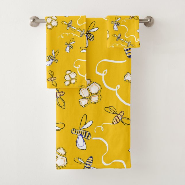 Honey Bees Bath Towel Set (En situation)