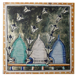 HONEY BEES ,BEE HIVE MEDIEVAL BEEKEEPER TILE