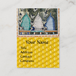 HONEY BEES,BEE HIVES, Medieval Beekeeper Miniature Business Card
