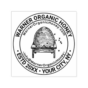 Honey Bees Beehive Business Name Loc URL Email #3 Self-inking Stamp