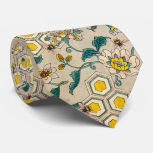 HONEY BEES,BEEHIVES, SPRING FLOWERS BEEKEEPER  TIE