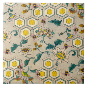 HONEY BEES,BEEHIVES, SPRING FLOWERS BEEKEEPER  TILE