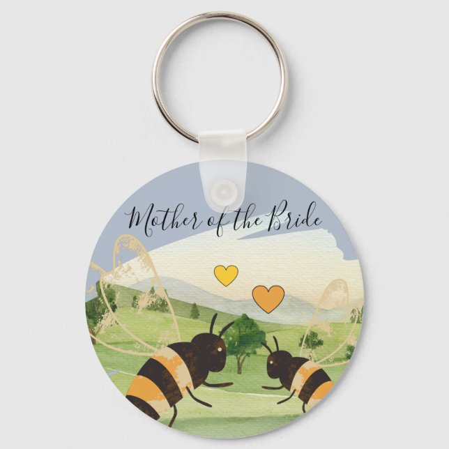 Honey Bees Beek keepers Wedding Keychain (Front)