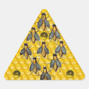 HONEY BEES,BEEKEEPER BEEKEEPING GEMSTONES TRIANGLE STICKER