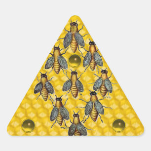 HONEY BEES,BEEKEEPER BEEKEEPING GEMSTONES TRIANGLE TRIANGLE STICKER