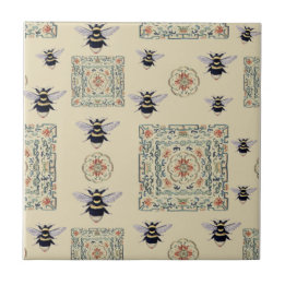 Honey Bees Brown Beige Gold with Design Tile