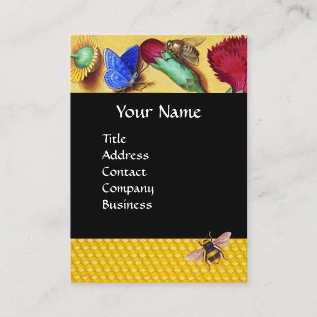 HONEY BEES,BUTTERFLY, SPRING FLOWERS BEEKEEPER  BUSINESS CARD (Front)