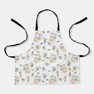 Honey Bees, Fairy & Baby Bees In Seamless Pattern Apron