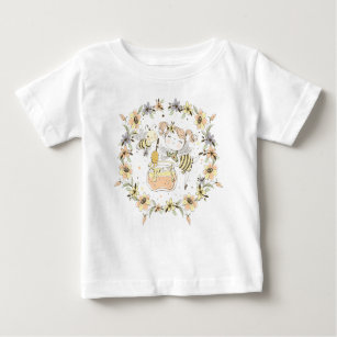 Honey Bees, Fairy & Baby Bees In Seamless Pattern Baby T-Shirt