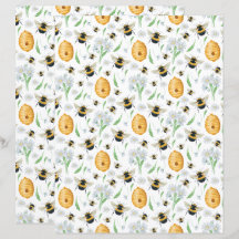 Honey Bees Floral Scrapbook Paper