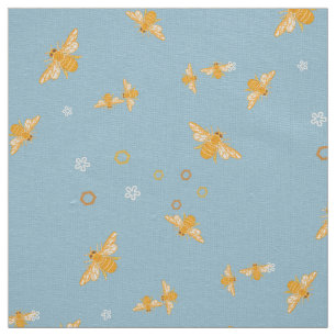 Honey bees, flowers and combs fabric