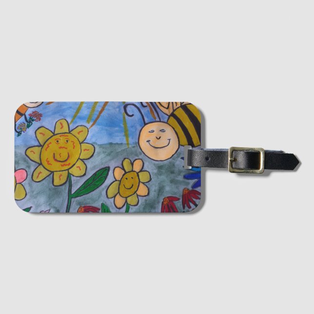 Honey Bees & Flowers Luggage Tag (Front Horizontal)