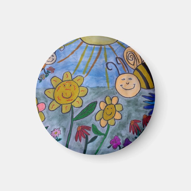 Honey Bees & Flowers Magnet (Front)