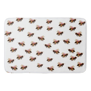 Honey Bees Flying  Bath Mat