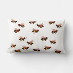 Honey Bees Flying Lumbar Pillow
