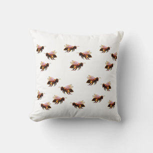 Honey Bees Flying   Throw Pillow